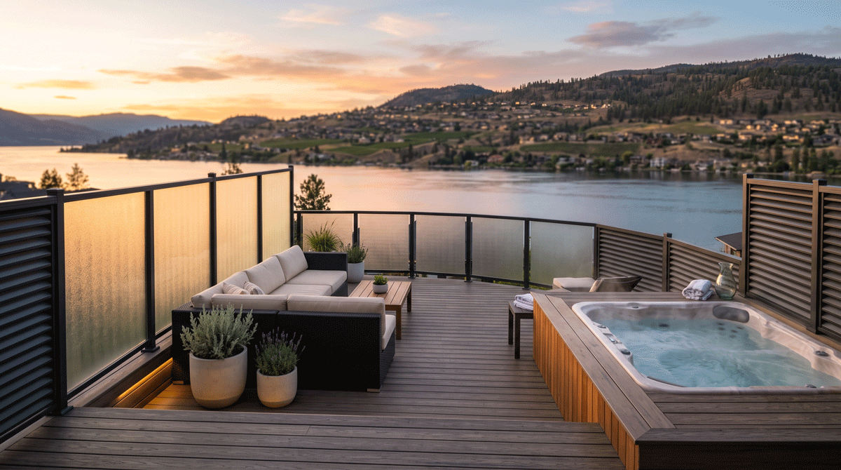 A modern Okanagan backyard patio in Kelowna